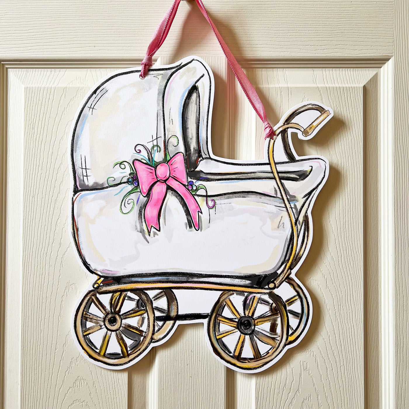 Baby Carriage Door Hanger - Pink