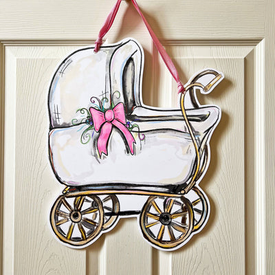 Baby Carriage Door Hanger - Pink