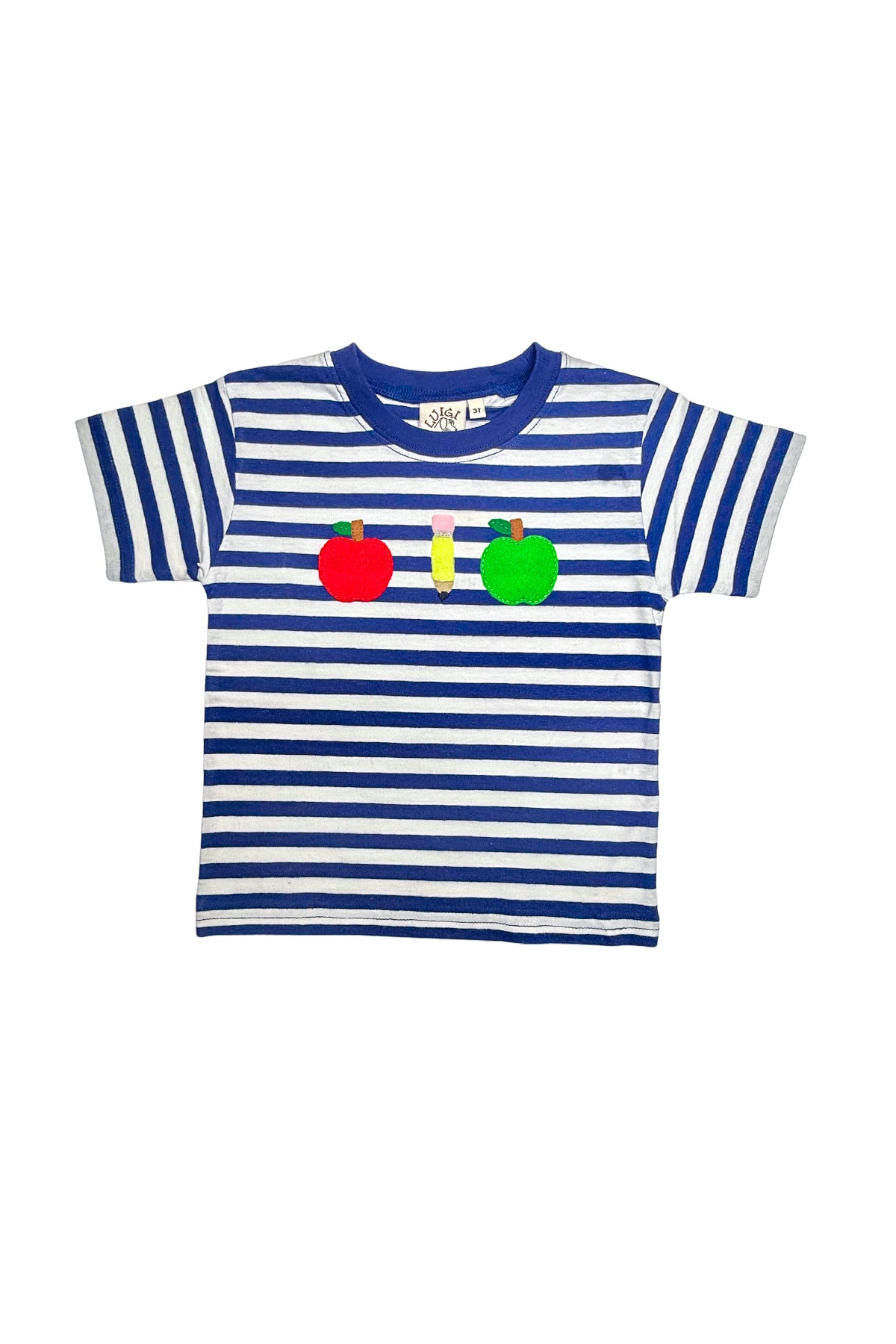 Boy S/S Stripe T-Shirt - Apples/Pencil