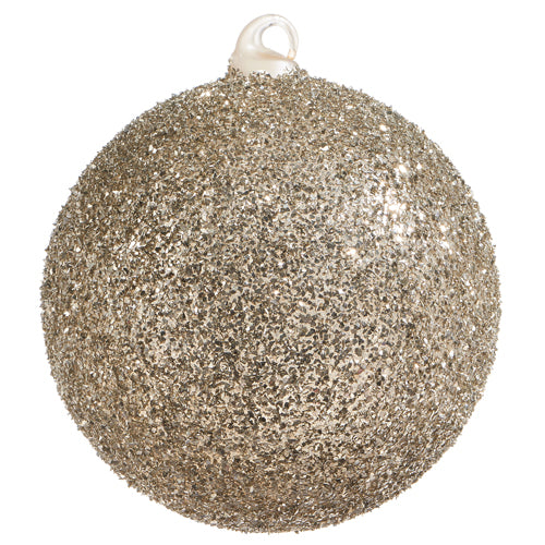 6" Champagne Glitter Ball Ornament