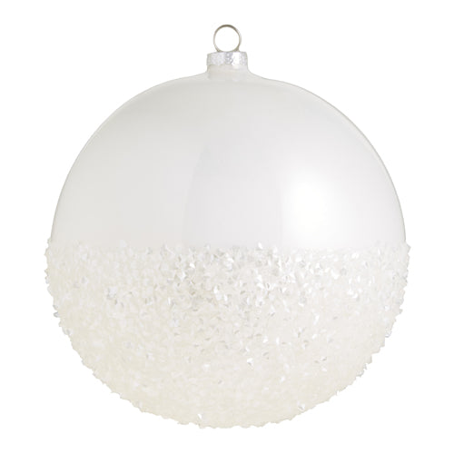 6" Half Glittered Ball Ornament