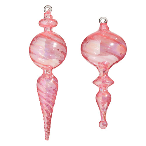 10" Pink Glass Finial Ornament