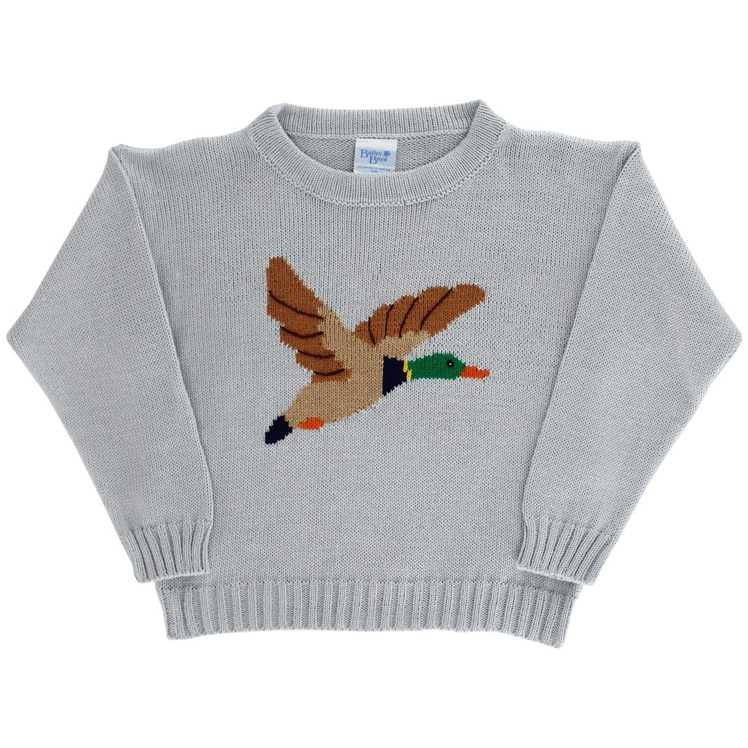 Grey Crew Neck Sweater - Duck
