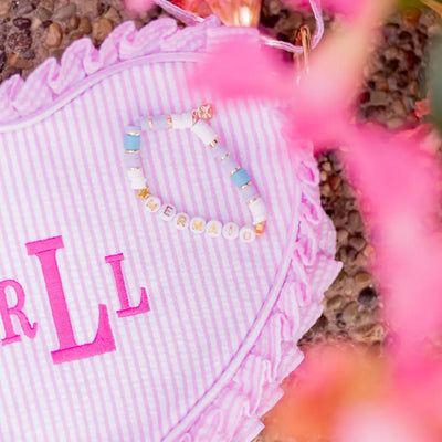 Pink Seersucker Heart Purse
