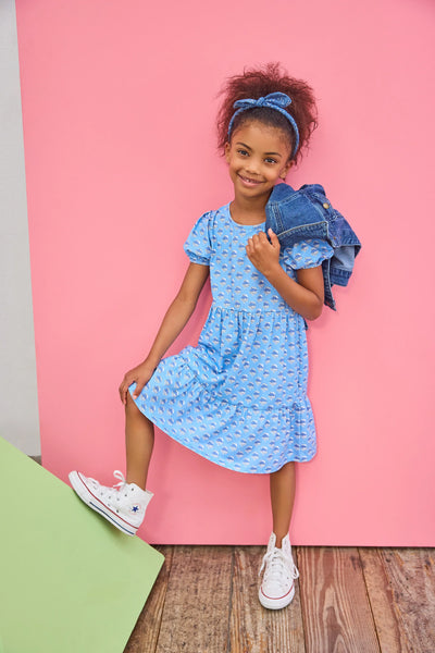 Smita Dress - Cornflower Block Print