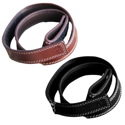 Solid Leather Belt with Hook and Loop: Brown