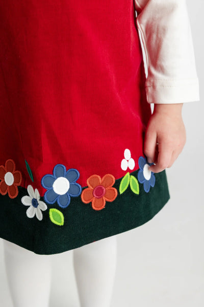 Red Ruffle Sleeve Jumper w/ Flowers