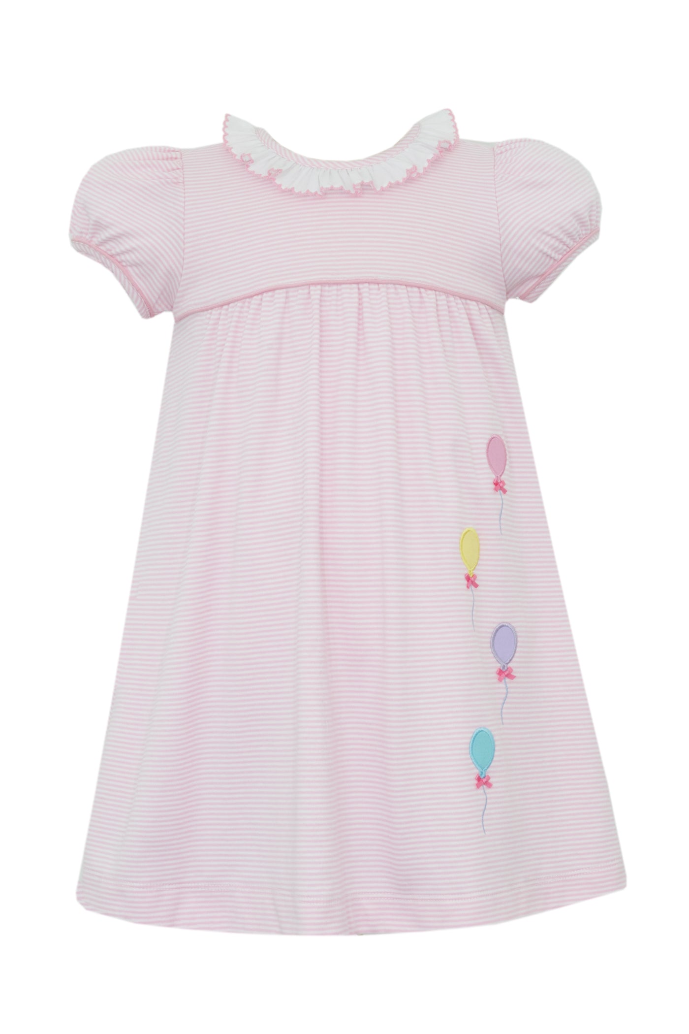 Balloon Dress in Pink Knit Stripe