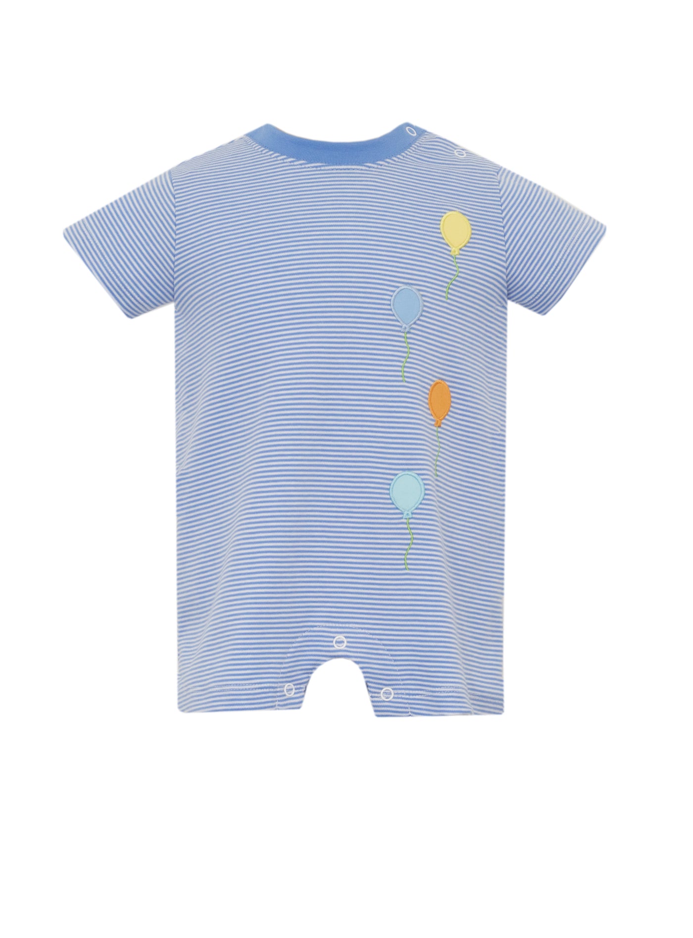 Balloon Romper in Blue Knit Stripe