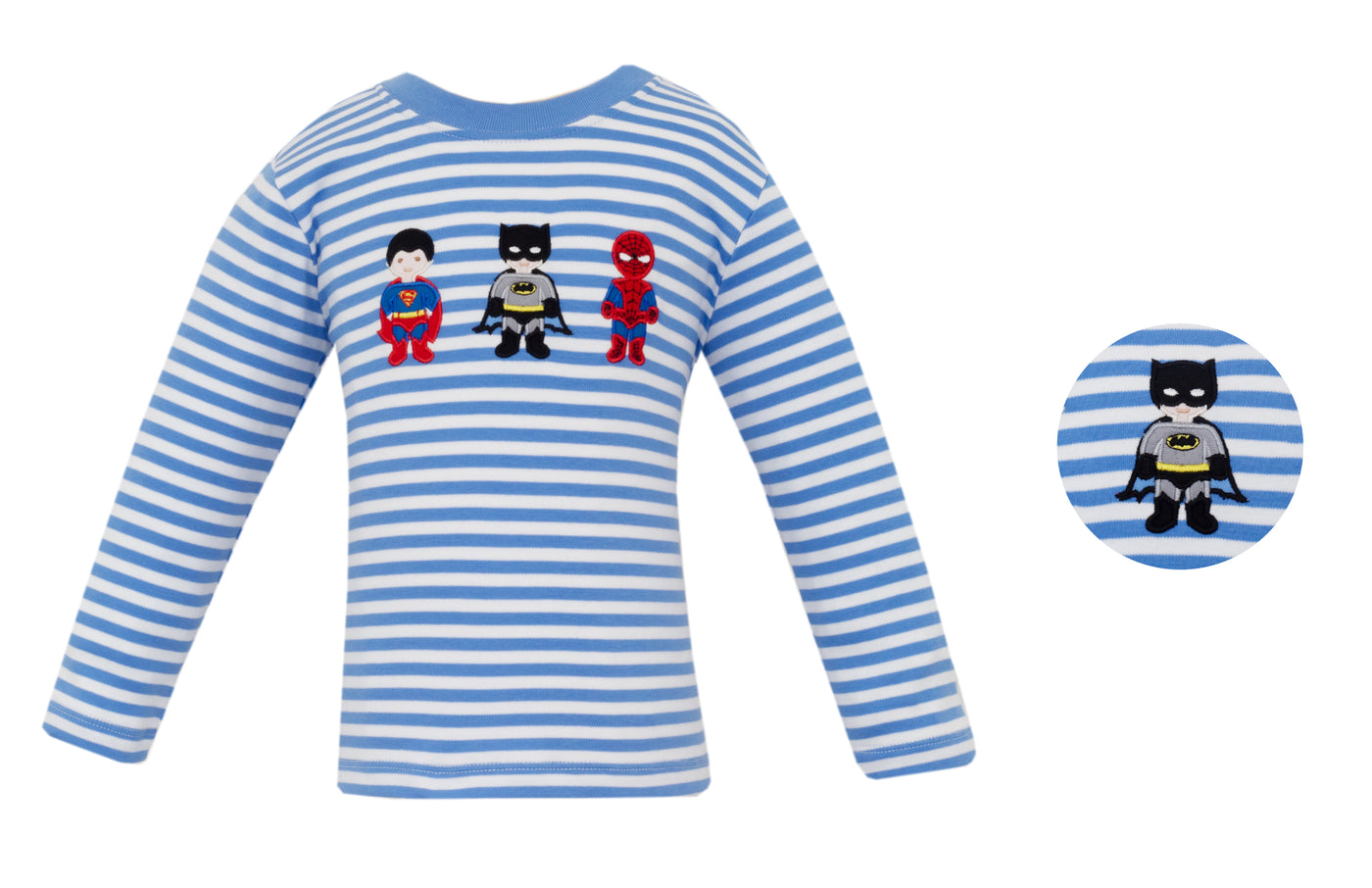 Blue Stripe L/S Tee - Superheroes