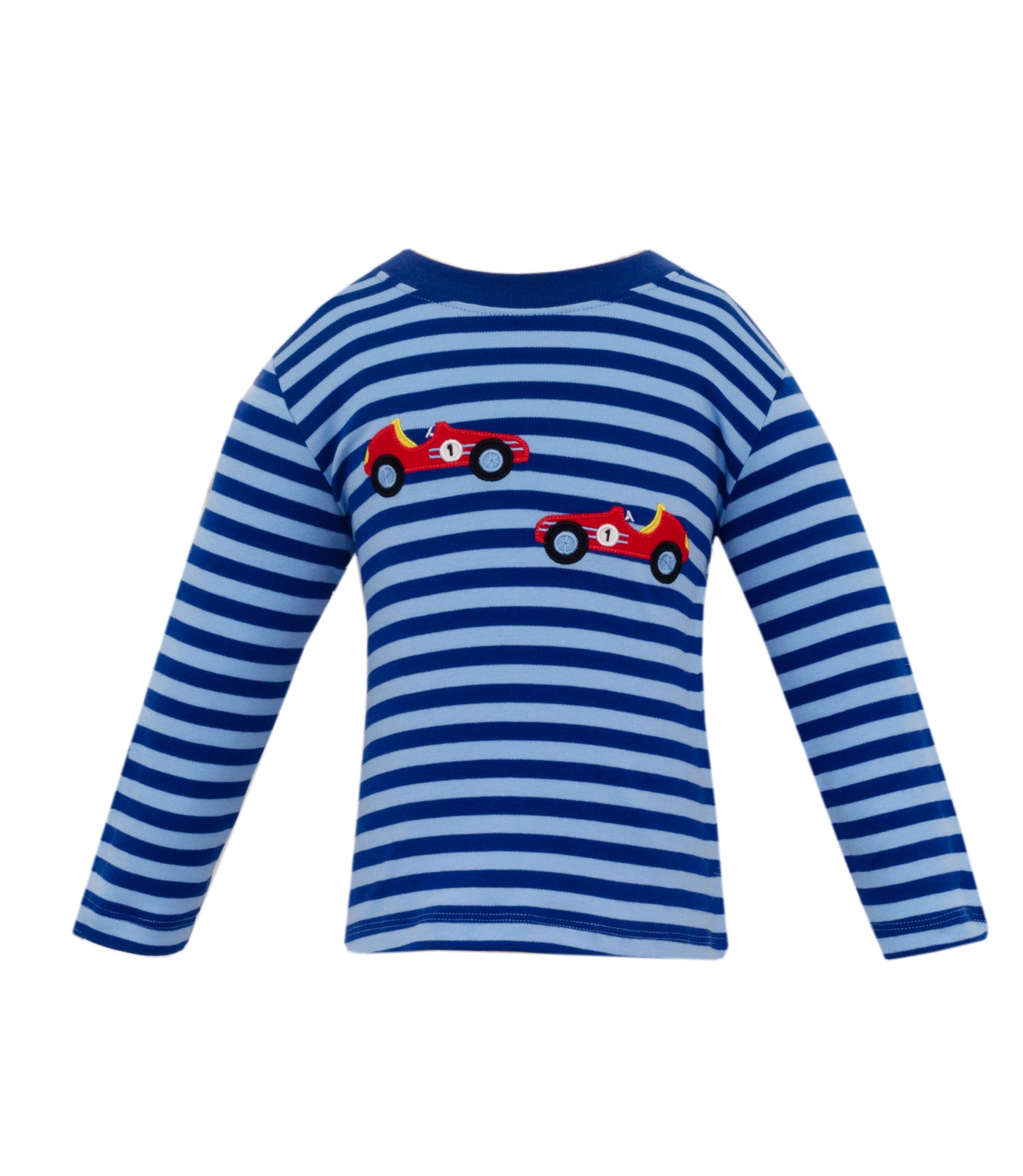 Navy/Blue Stripe L/S Tee - Race Cars