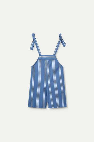 Tie Strap Romper in Denim Stripe