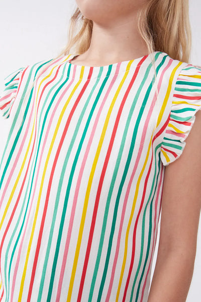 Rainbow Stripe Ruffle Tank