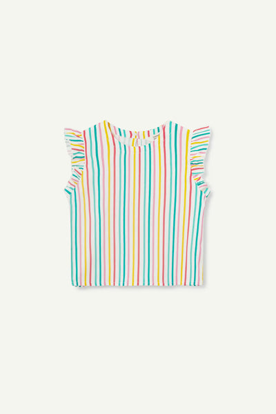 Rainbow Stripe Ruffle Tank