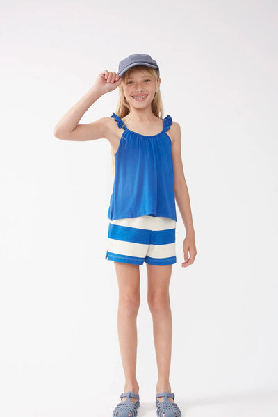 Ocean Blue Ruffle Tank