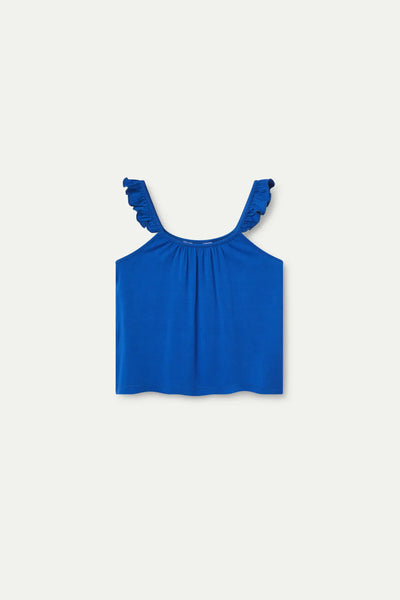 Ocean Blue Ruffle Tank