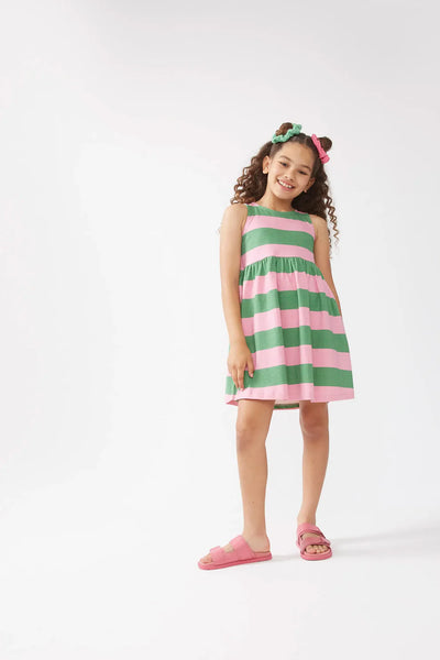 Pink & Green Stripe Tank Dress