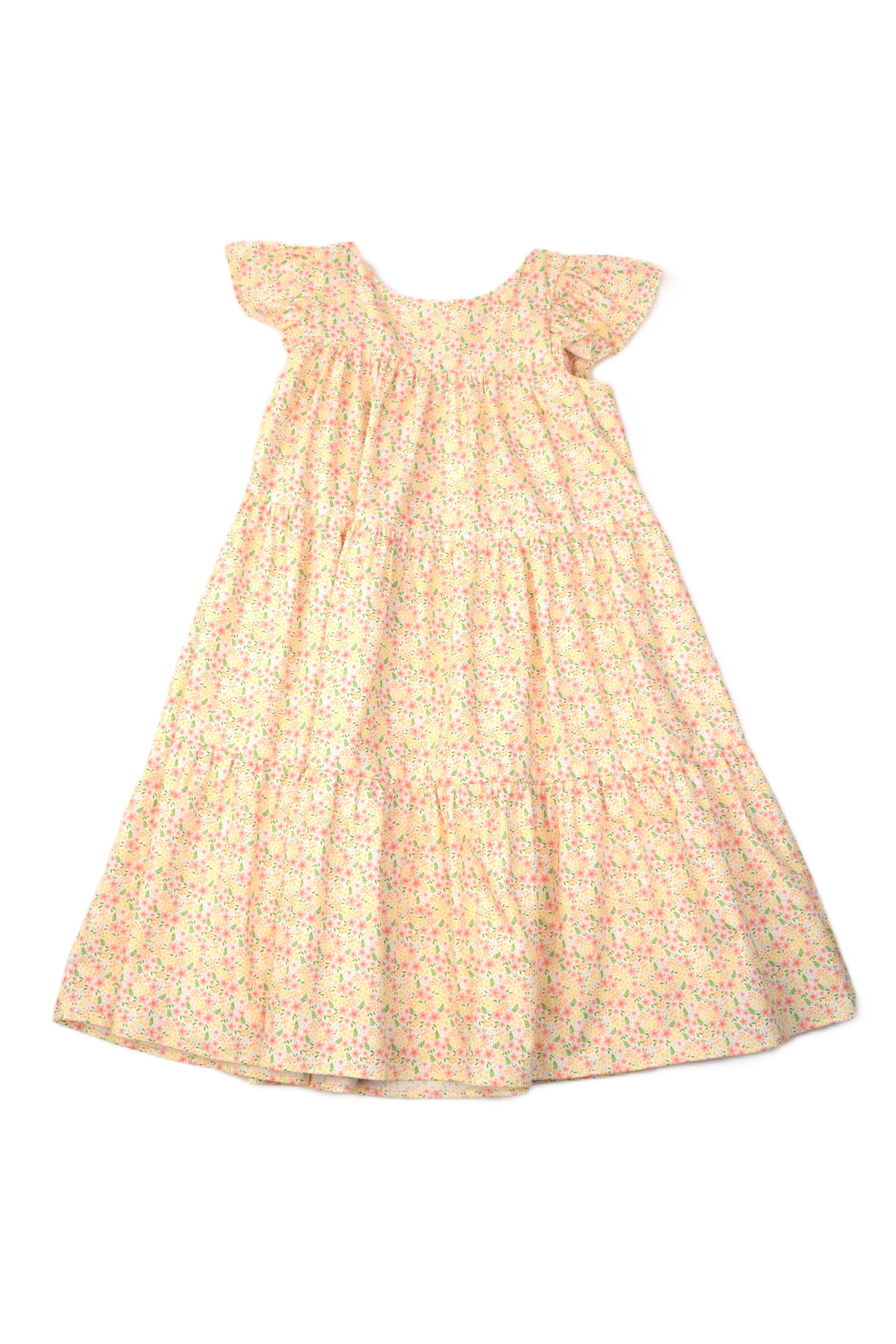 Maggie Breen Tiered Yellow & Pink Floral Dress