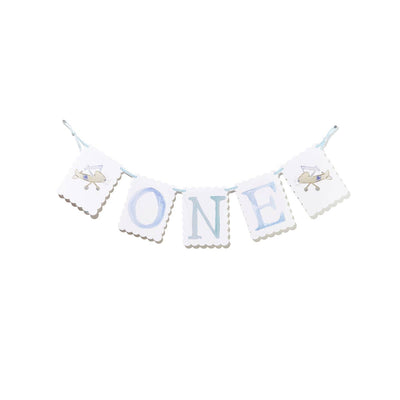 "ONE" Highchair Banner with Airplane/ Puppy Dog End Pieces