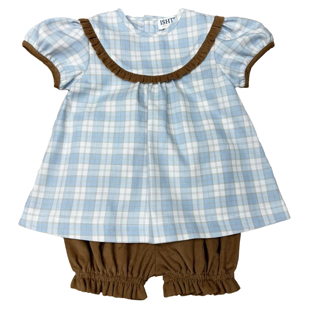 Blue/Khaki Plaid Bloomer Set