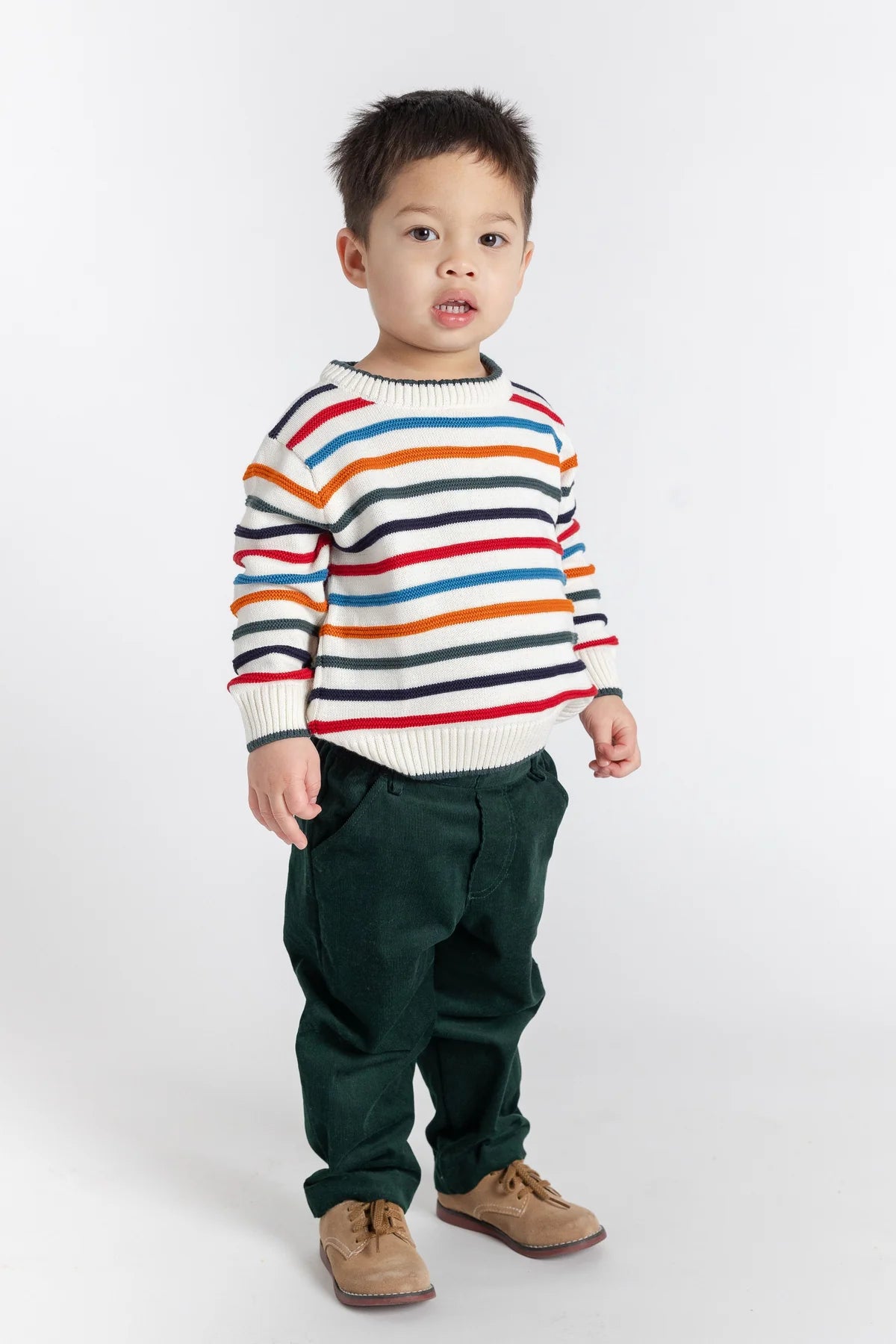 Crewneck Sweater w/ Multi Raised Stripes