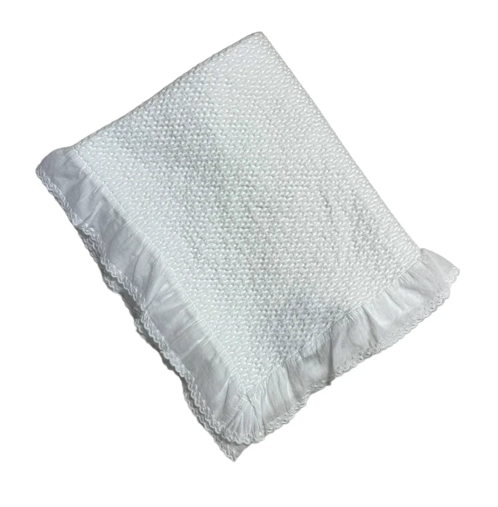 Baby Stonewashed Dotted Swiss Blanket - White