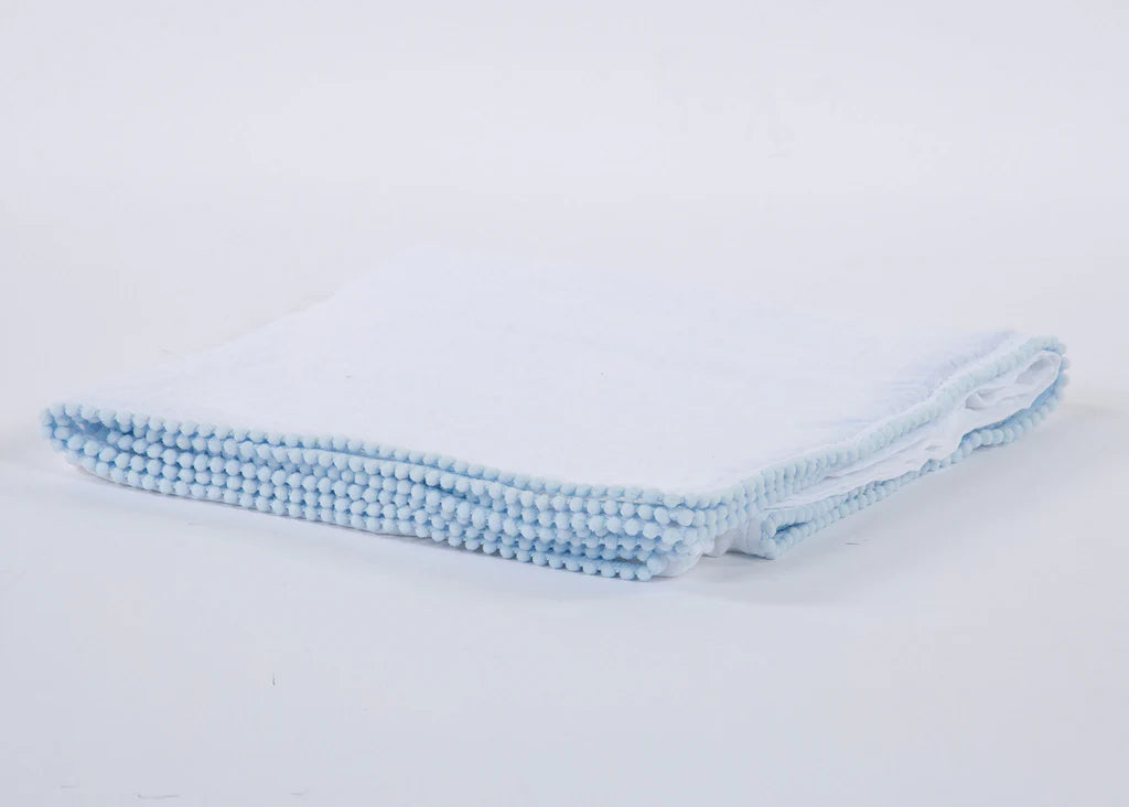 Cotton Muslin Swaddle Blanket - White & Blue
