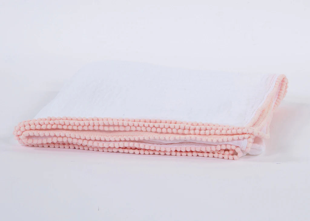 Cotton Muslin Swaddle Blanket - White & Pink