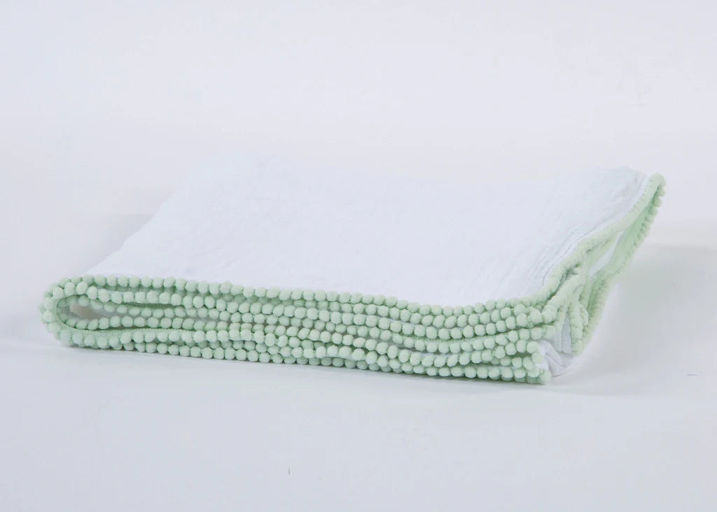Cotton Muslin Swaddle Blanket - White & Green
