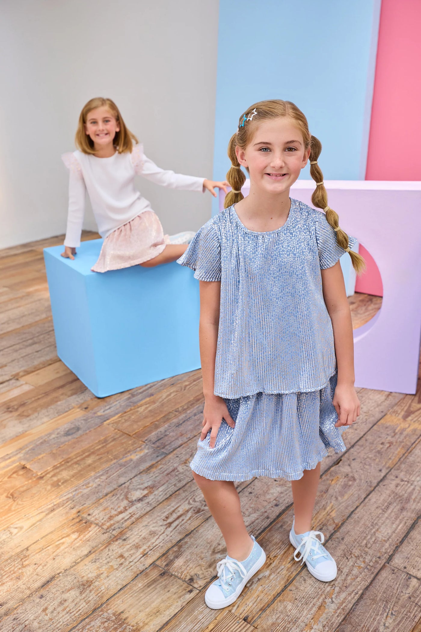 Crinkle Top - Blue Crinkle Stars