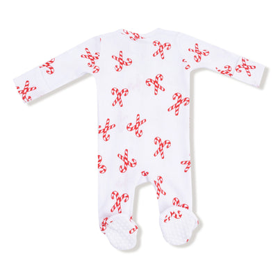 2 Way Zipper Footie - Candy Canes