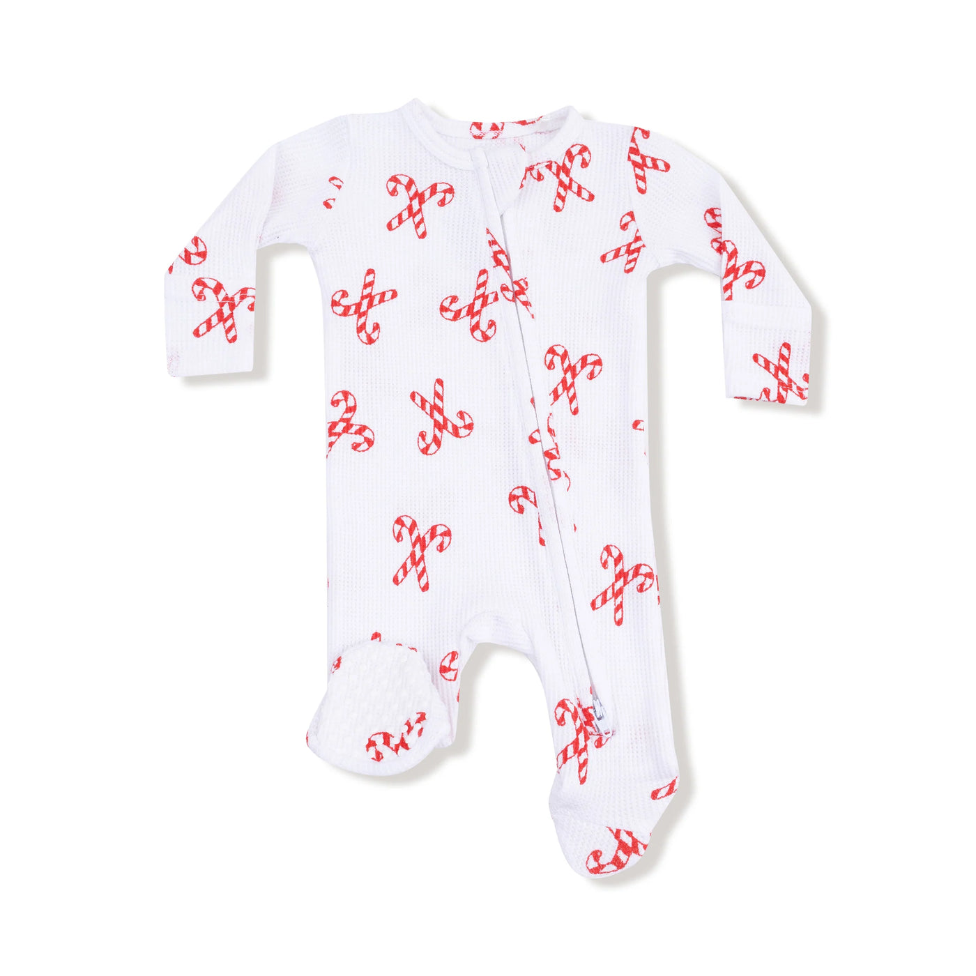 2 Way Zipper Footie - Candy Canes