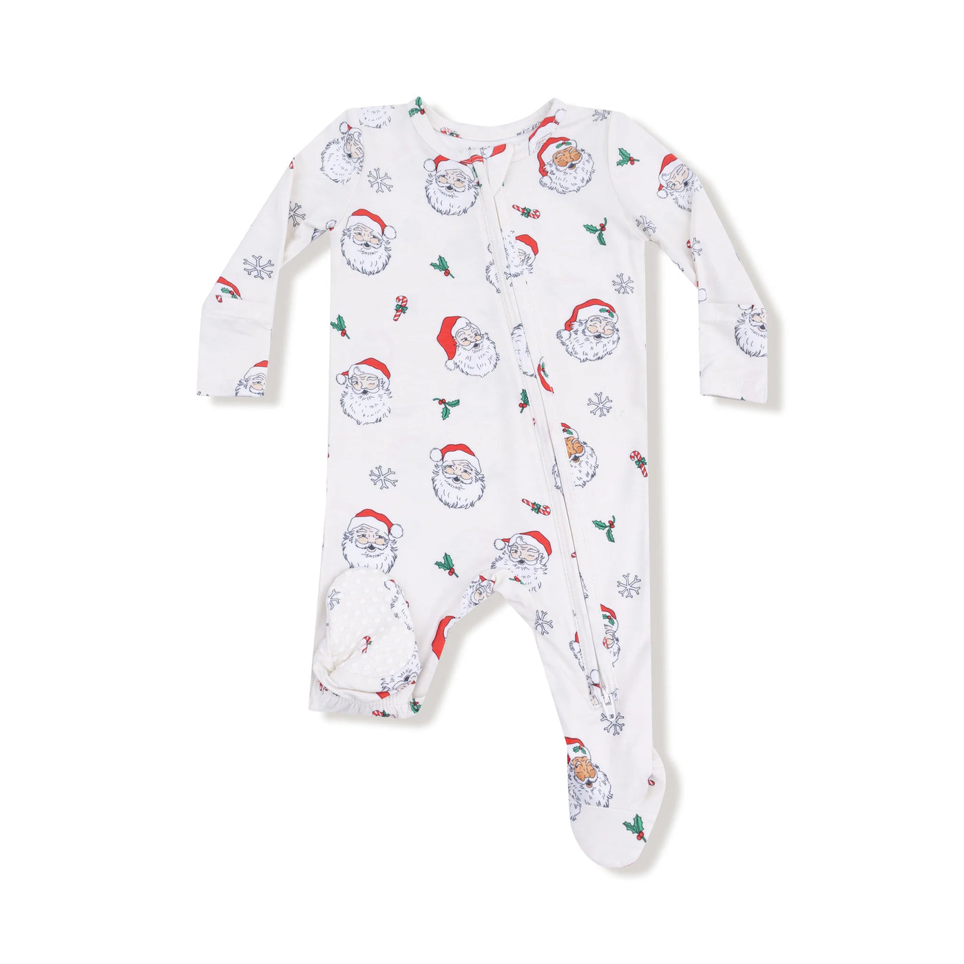 2 Way Zipper Footie - Vintage Santas