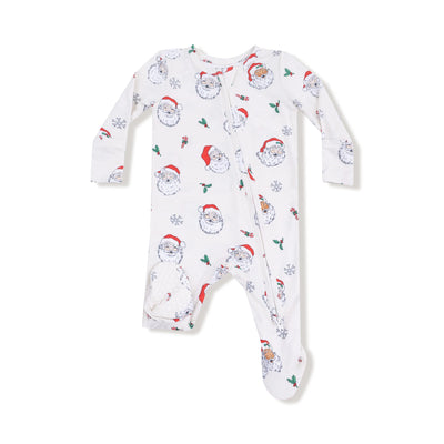 2 Way Zipper Footie - Vintage Santas