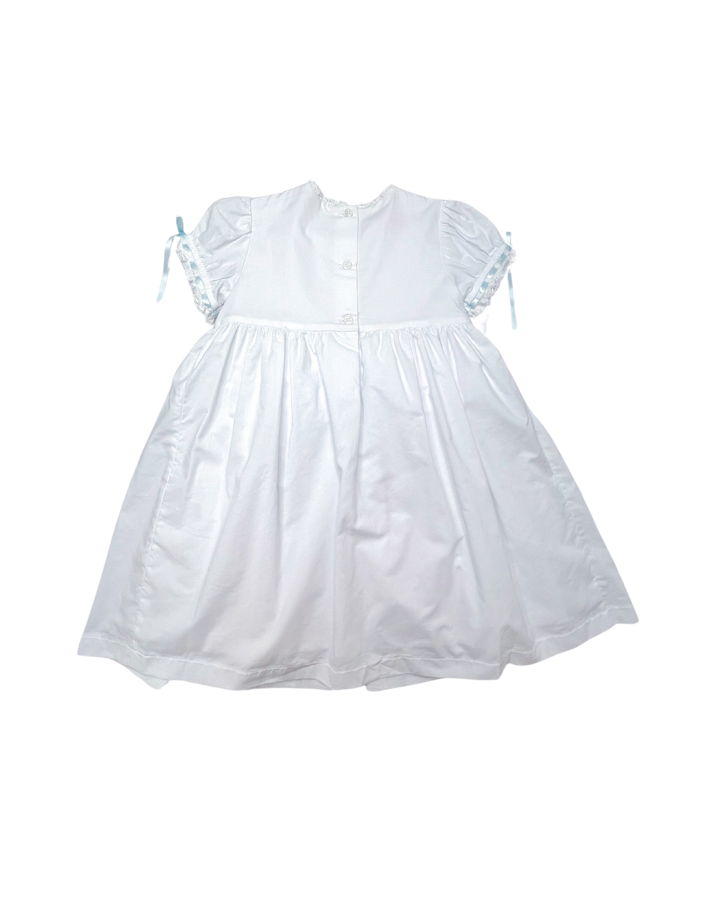 Heirloom Dress White w/ Bl/Pk Smock