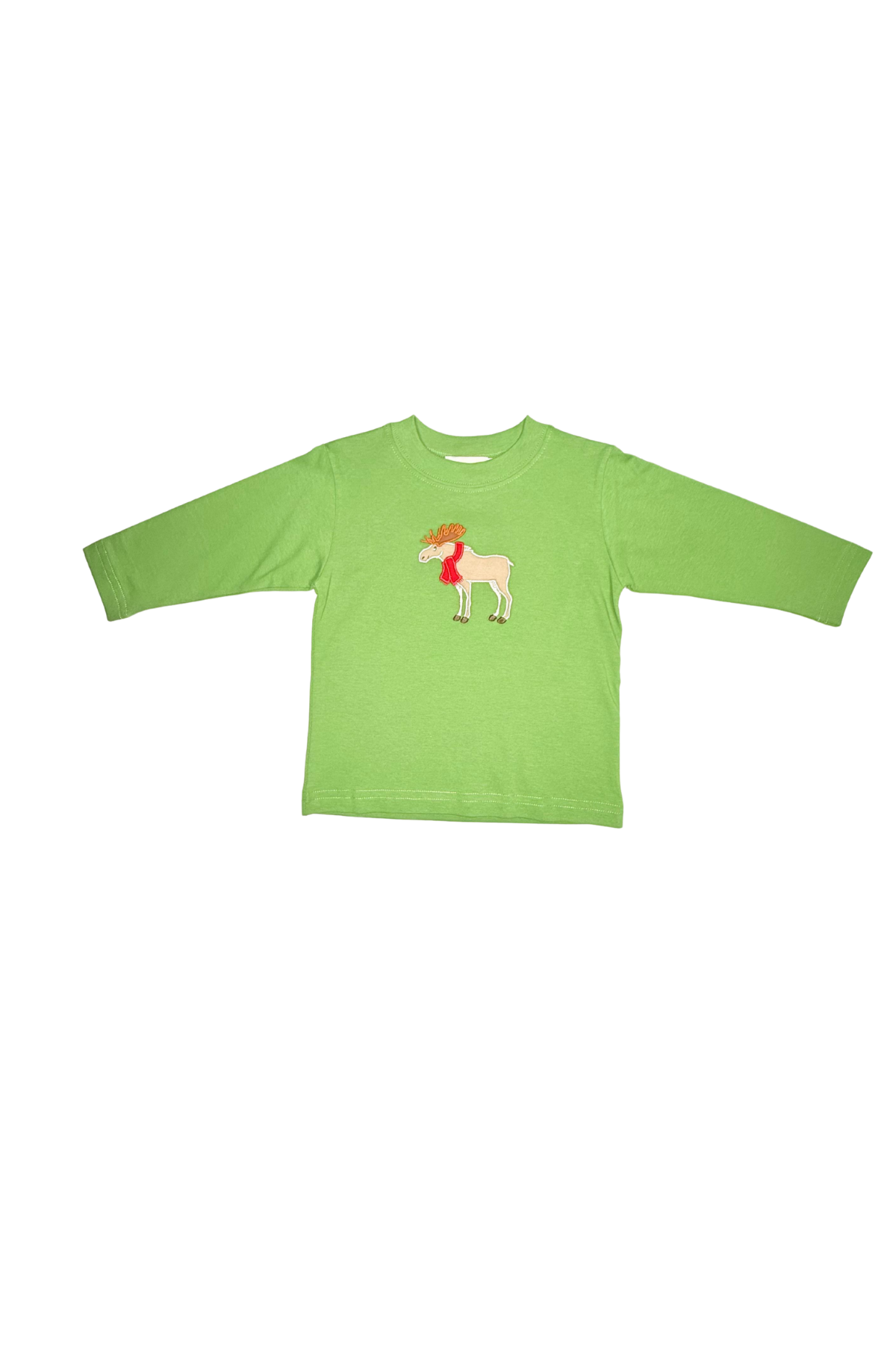 Green L/S T-Shirt - Moose w/ Scarf