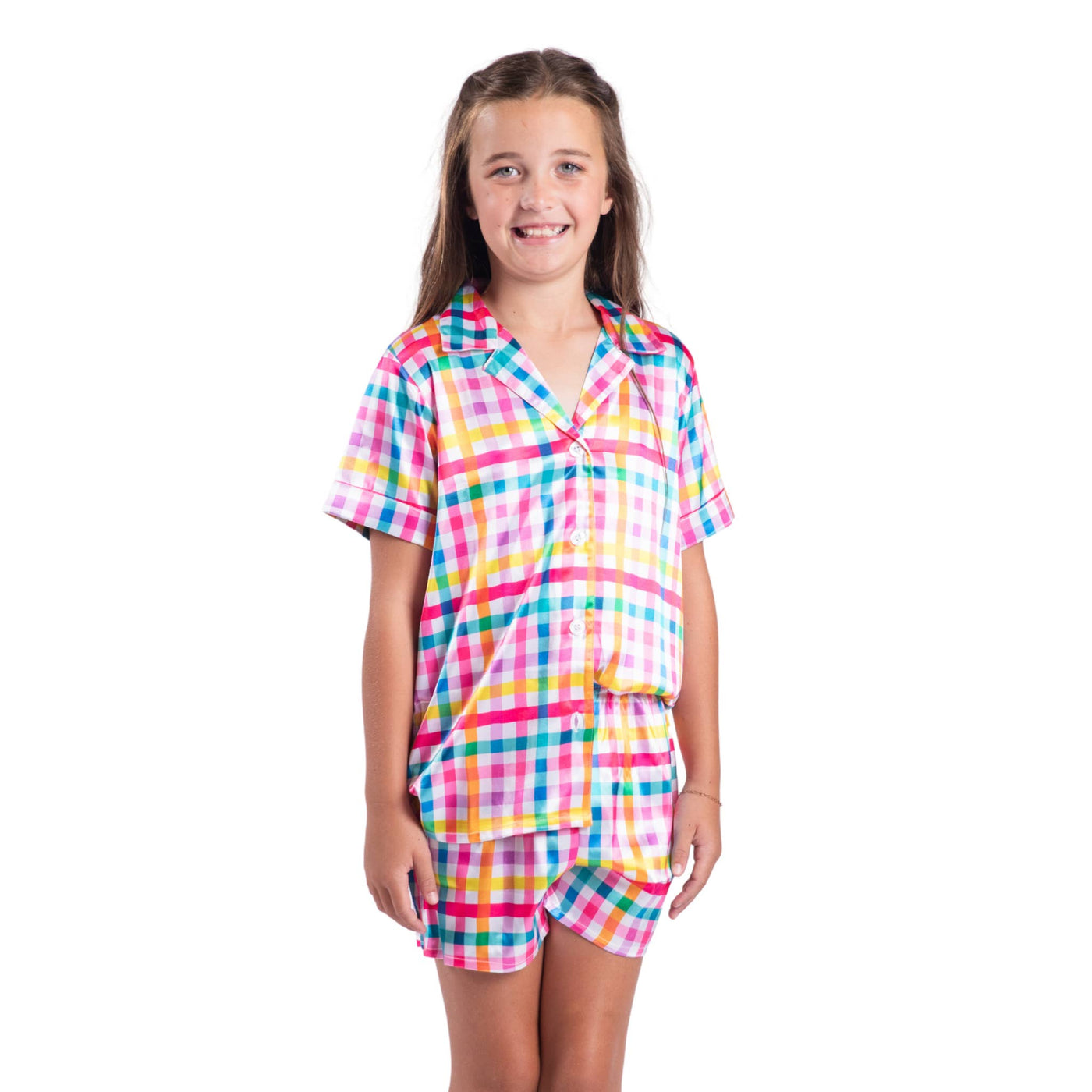 Kids Gingham Pajama Short Set
