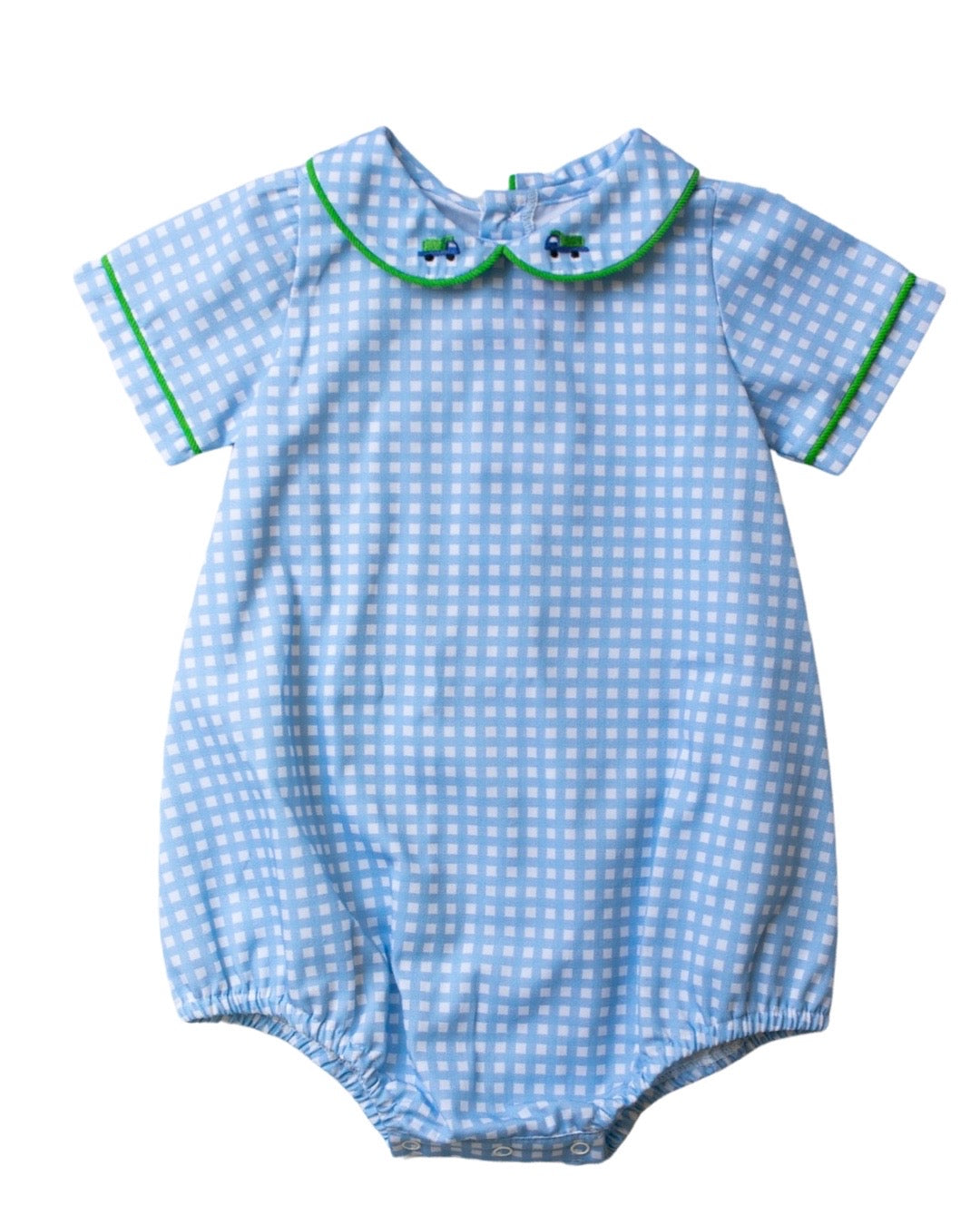 S/S Duncan Bubble Periwinkle Gingham w/ Dump Truck