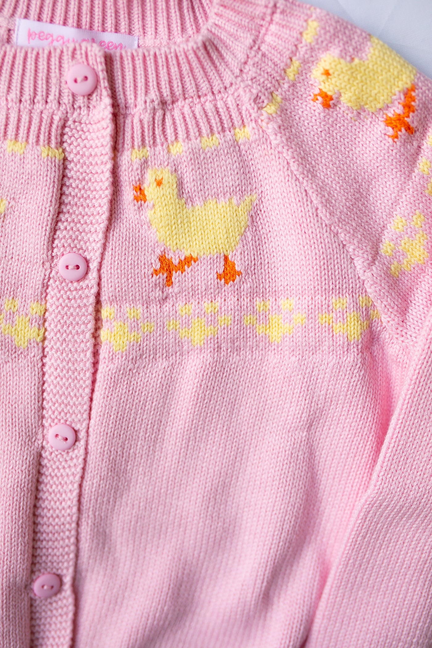 Fair Isle Cardigan Powder Pink w/ Duckling