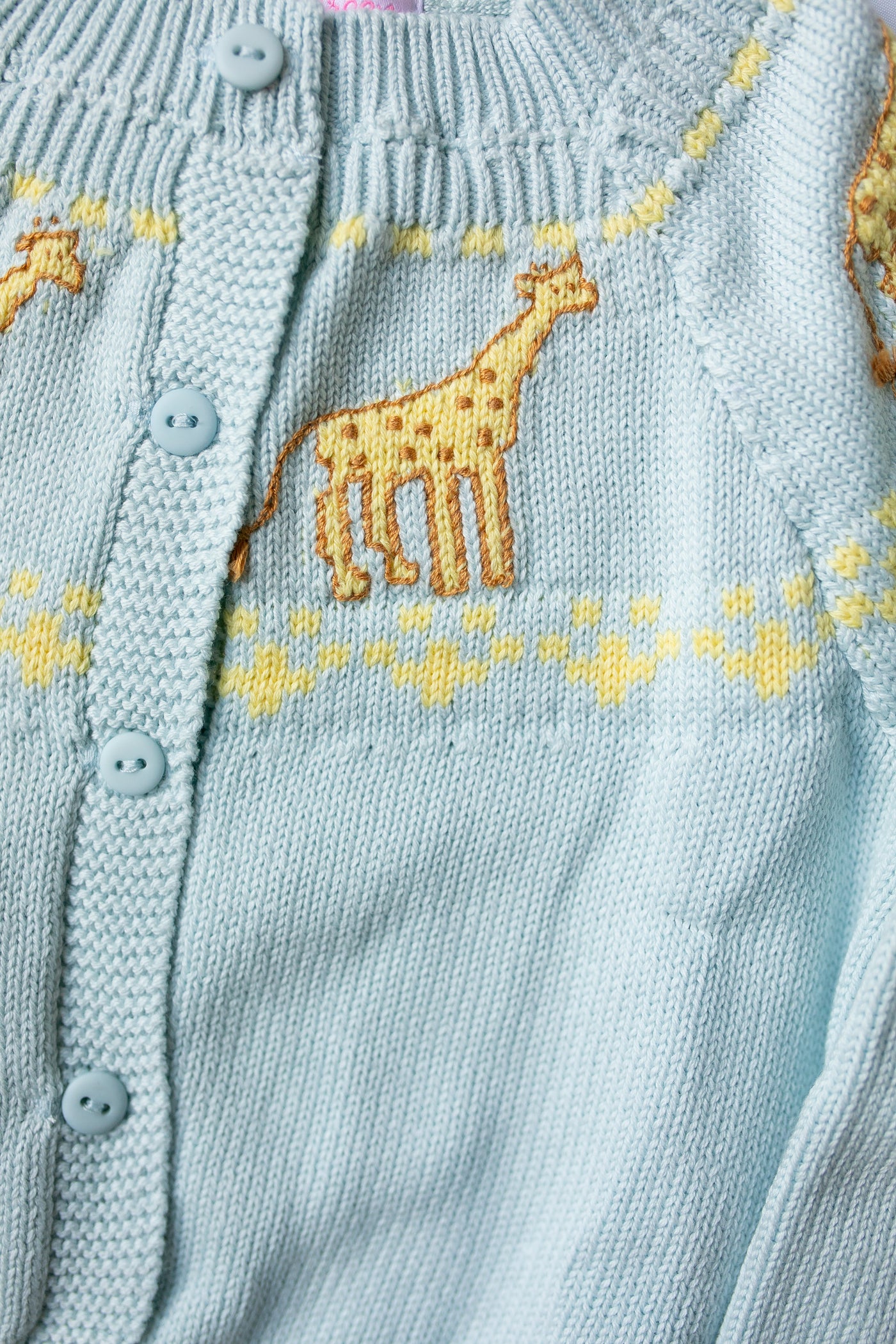 Fair Isle Cardigan Winter Blue w/ Giraffe