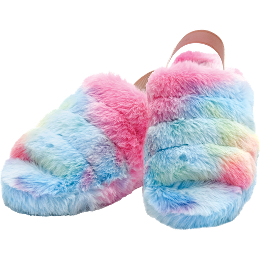 Furry Rainbow Slippers