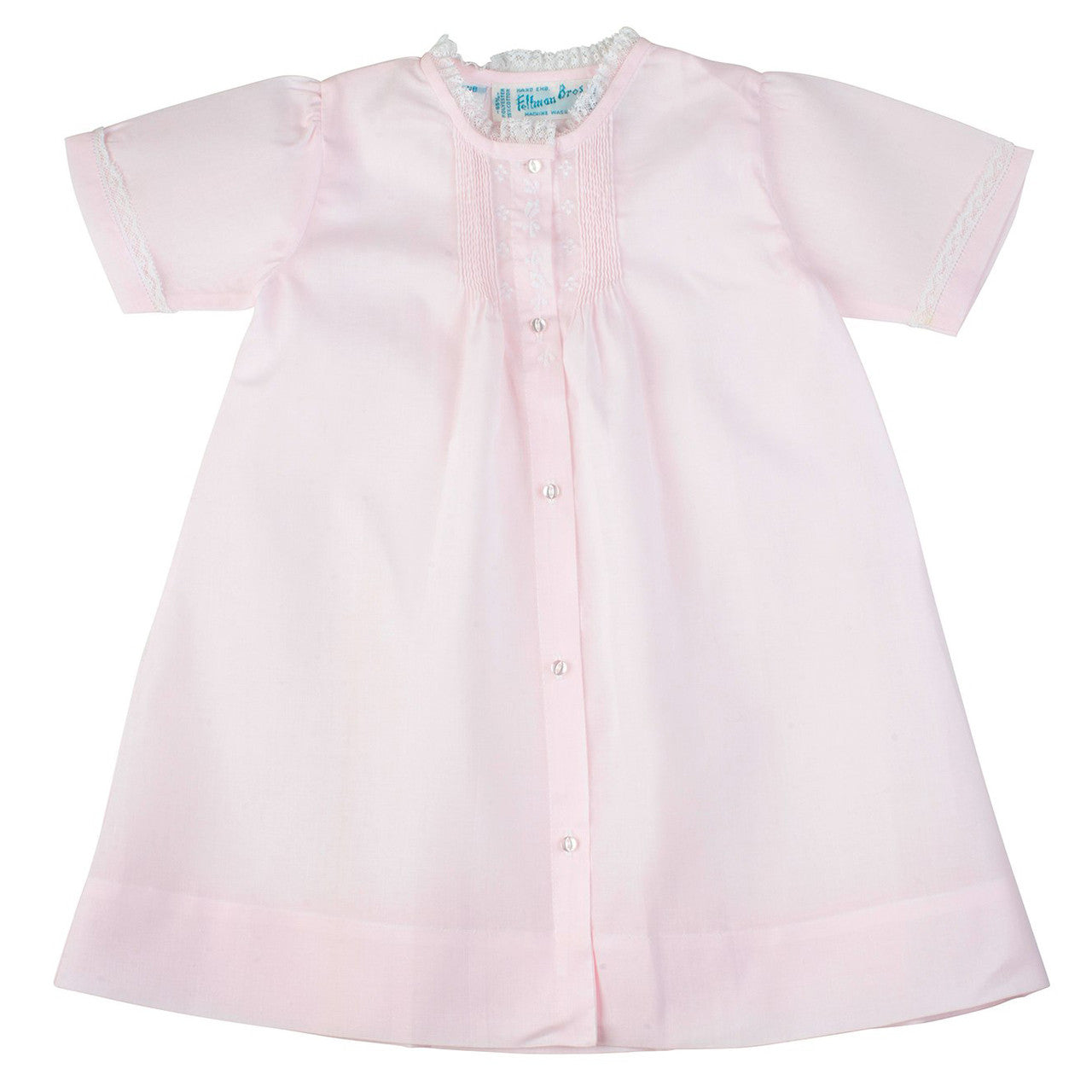 Girl Pink Embroidered Folded Daygown
