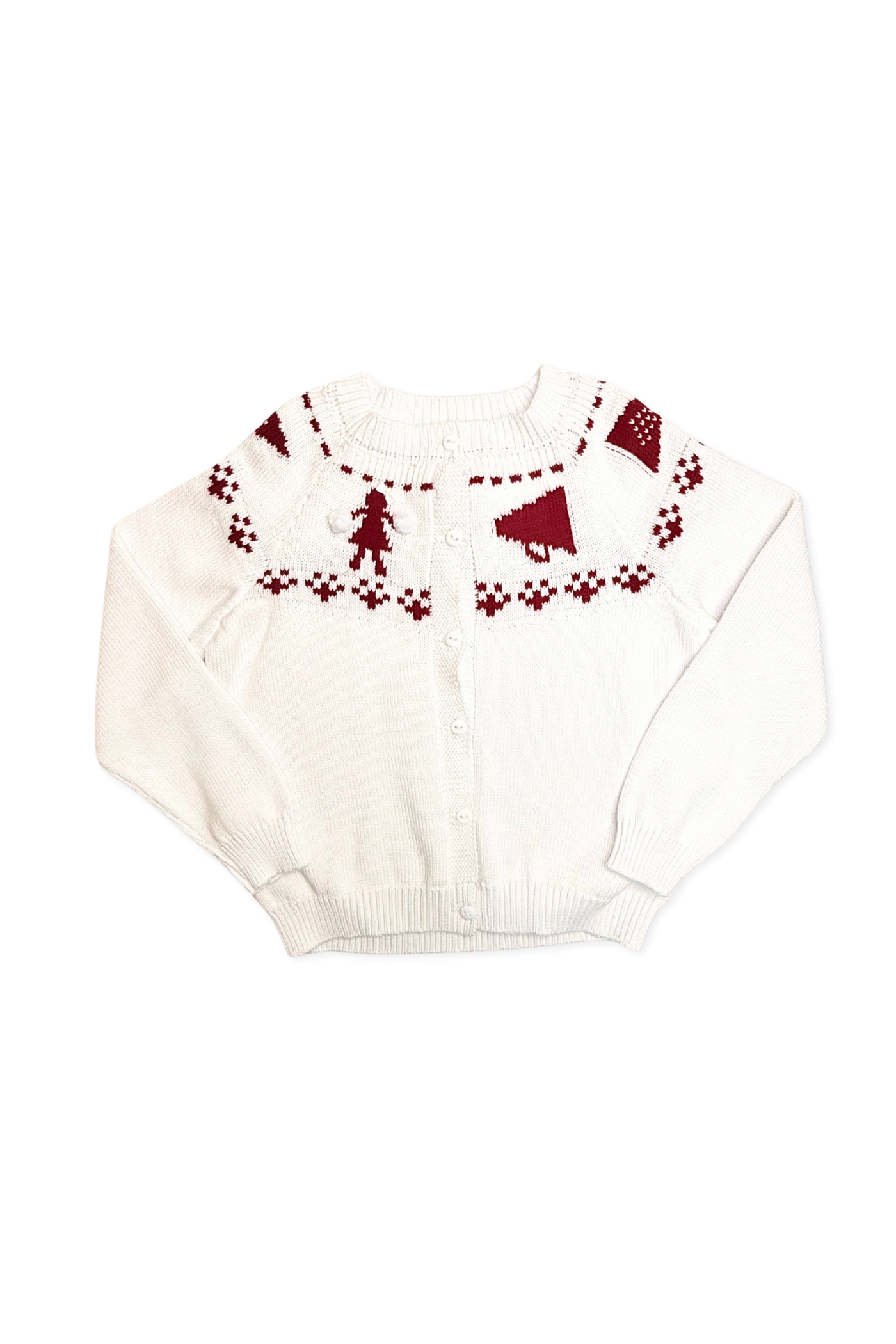 Girls Fair Isle Sweater - Crimson & White