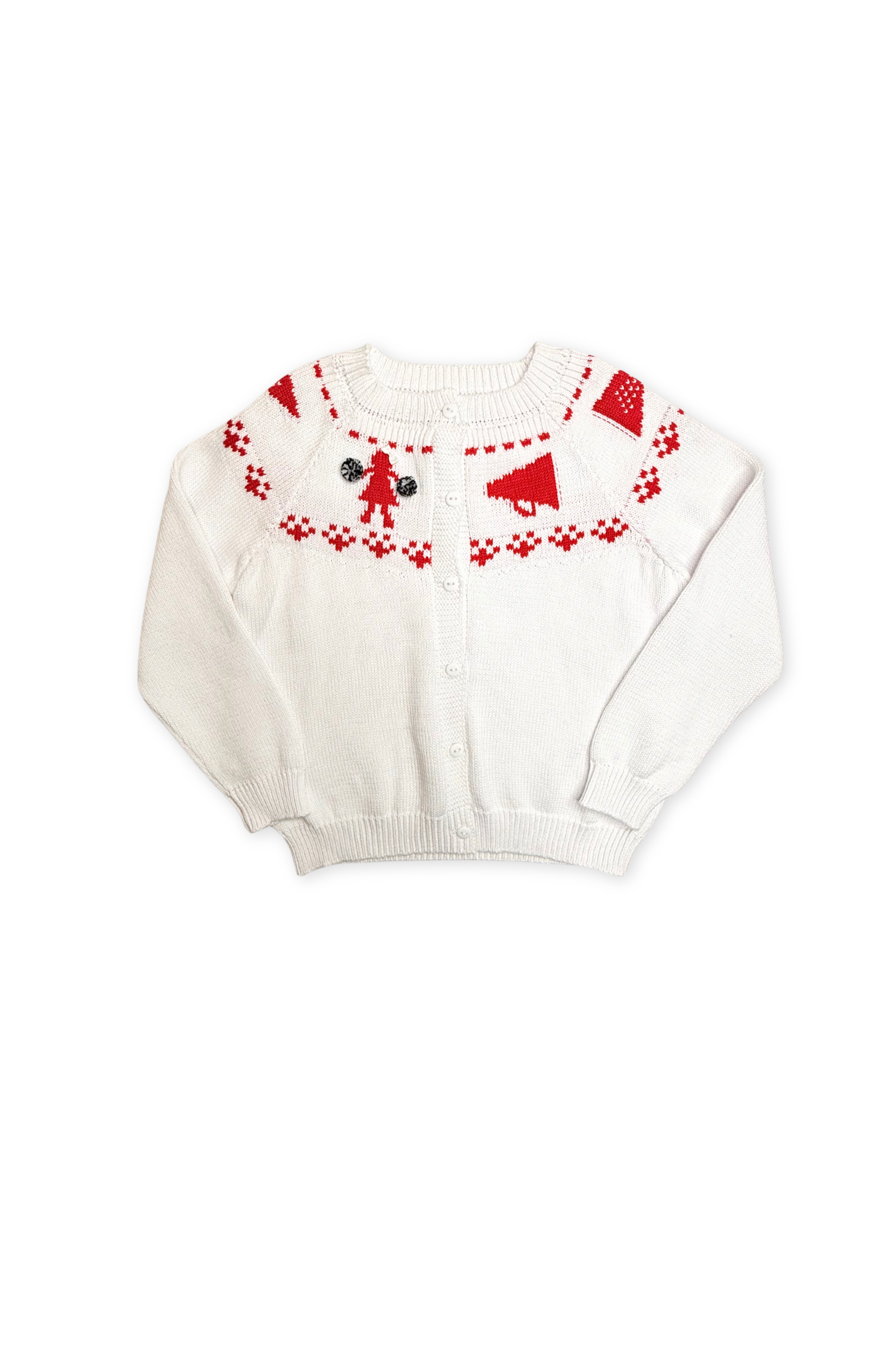 Girls Fair Isle Sweater - Red & Black Cheerleader – Plaid Rabbit Gifts