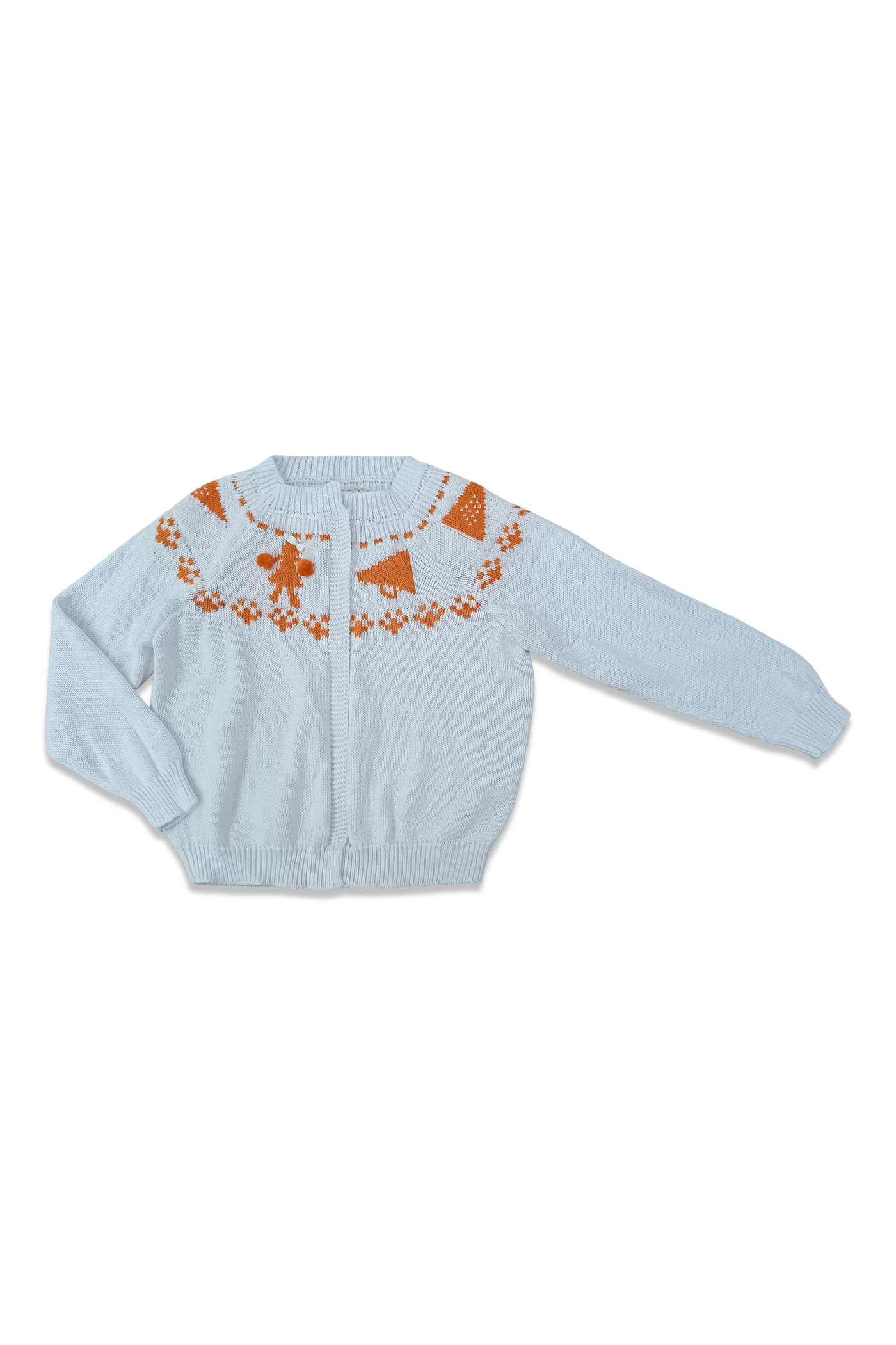Girls Fair Isle Sweater - Orange & White