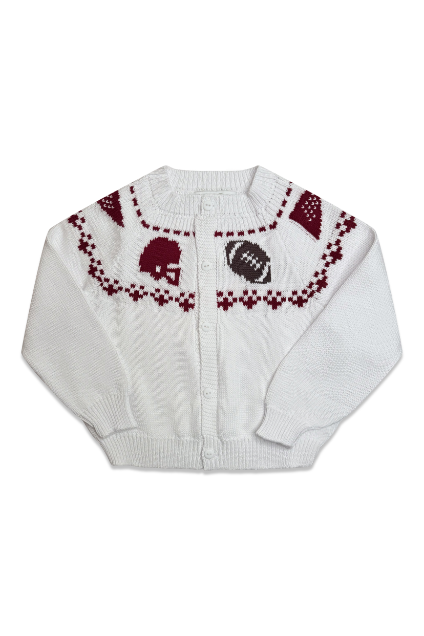 Boys Fair Isle Sweater - Crimson & White