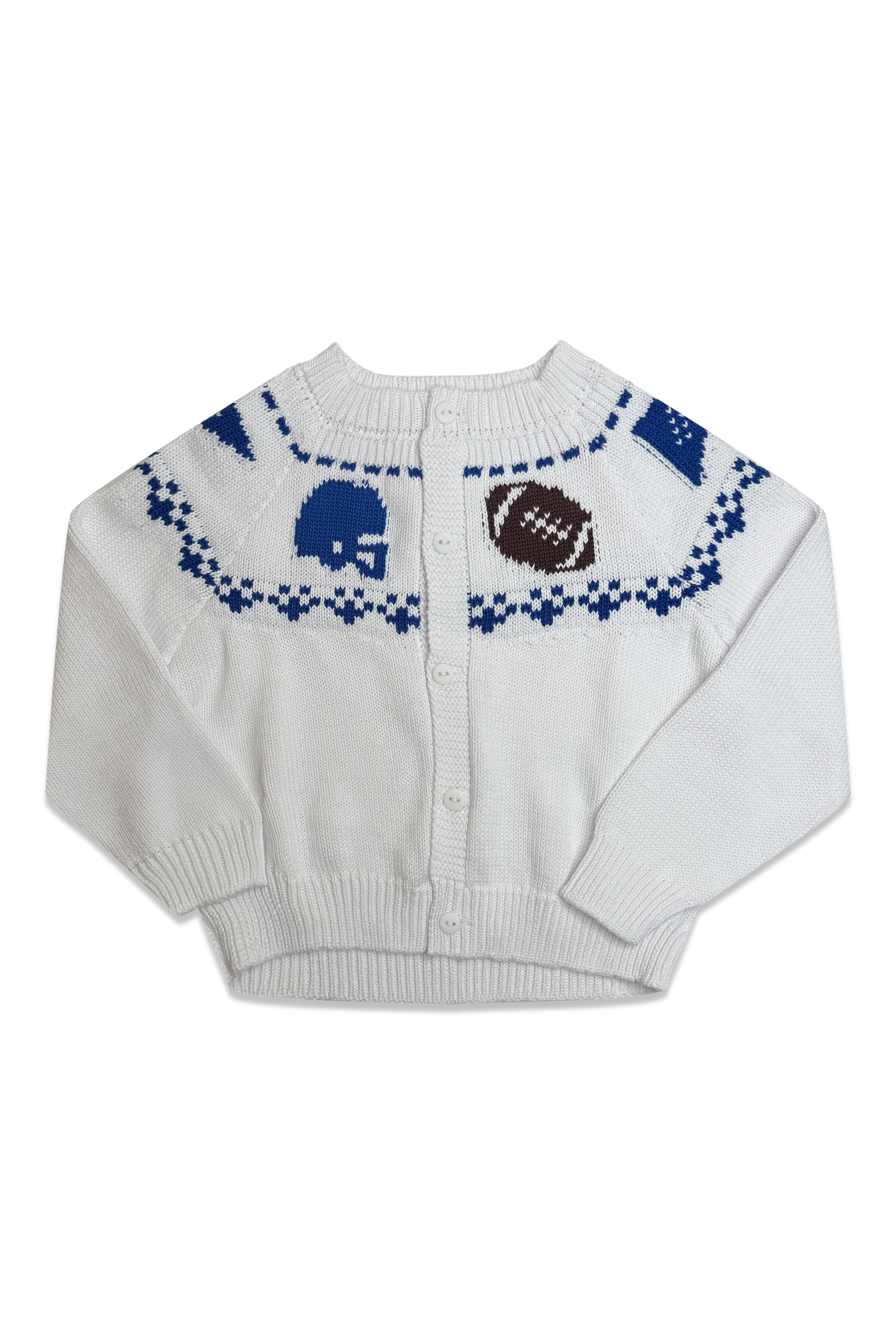 Boys Fair Isle Sweater - Royal Blue & White