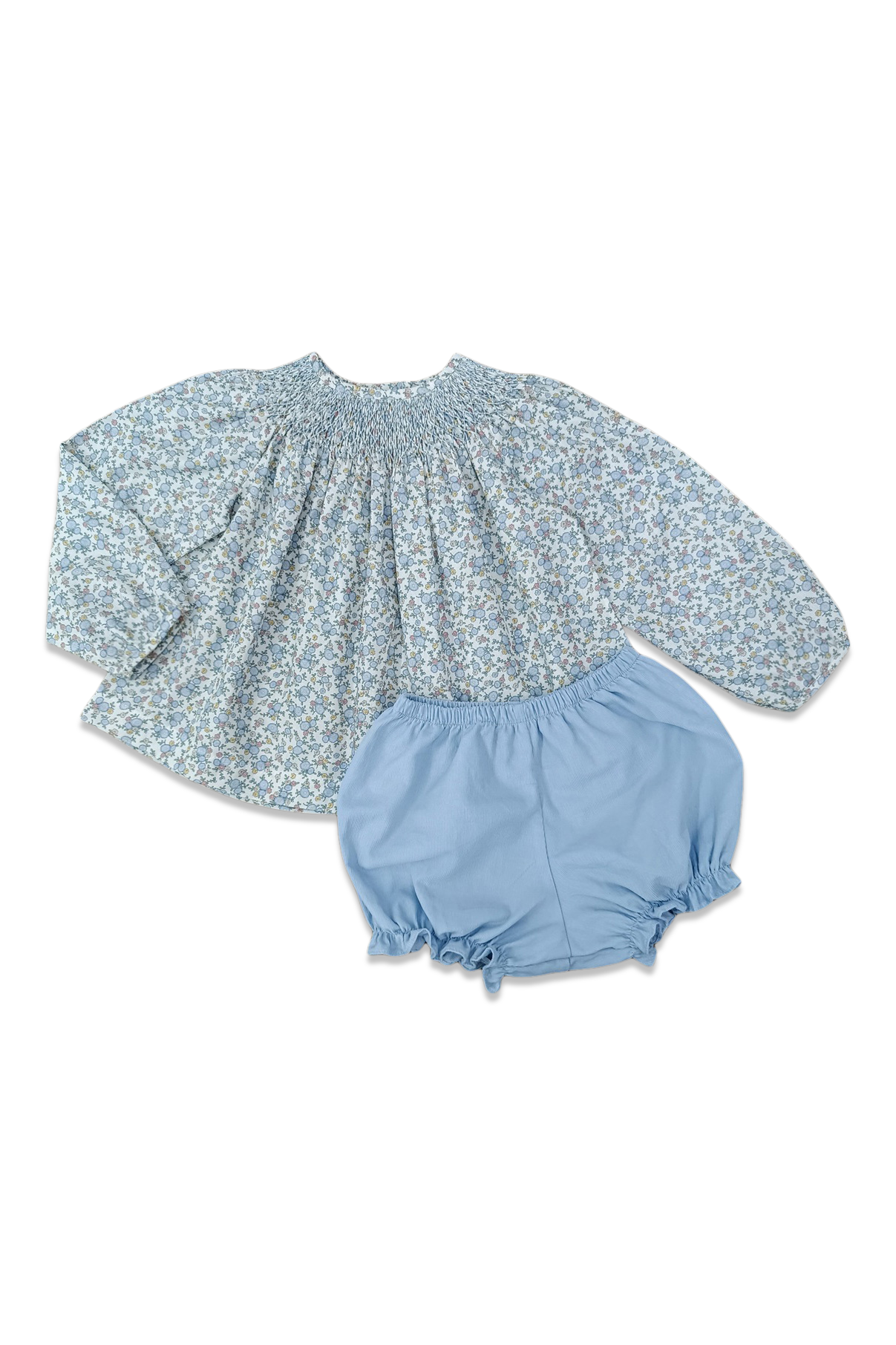 L/S Millie Set - Crysanthemum Floral & Blue Corduroy
