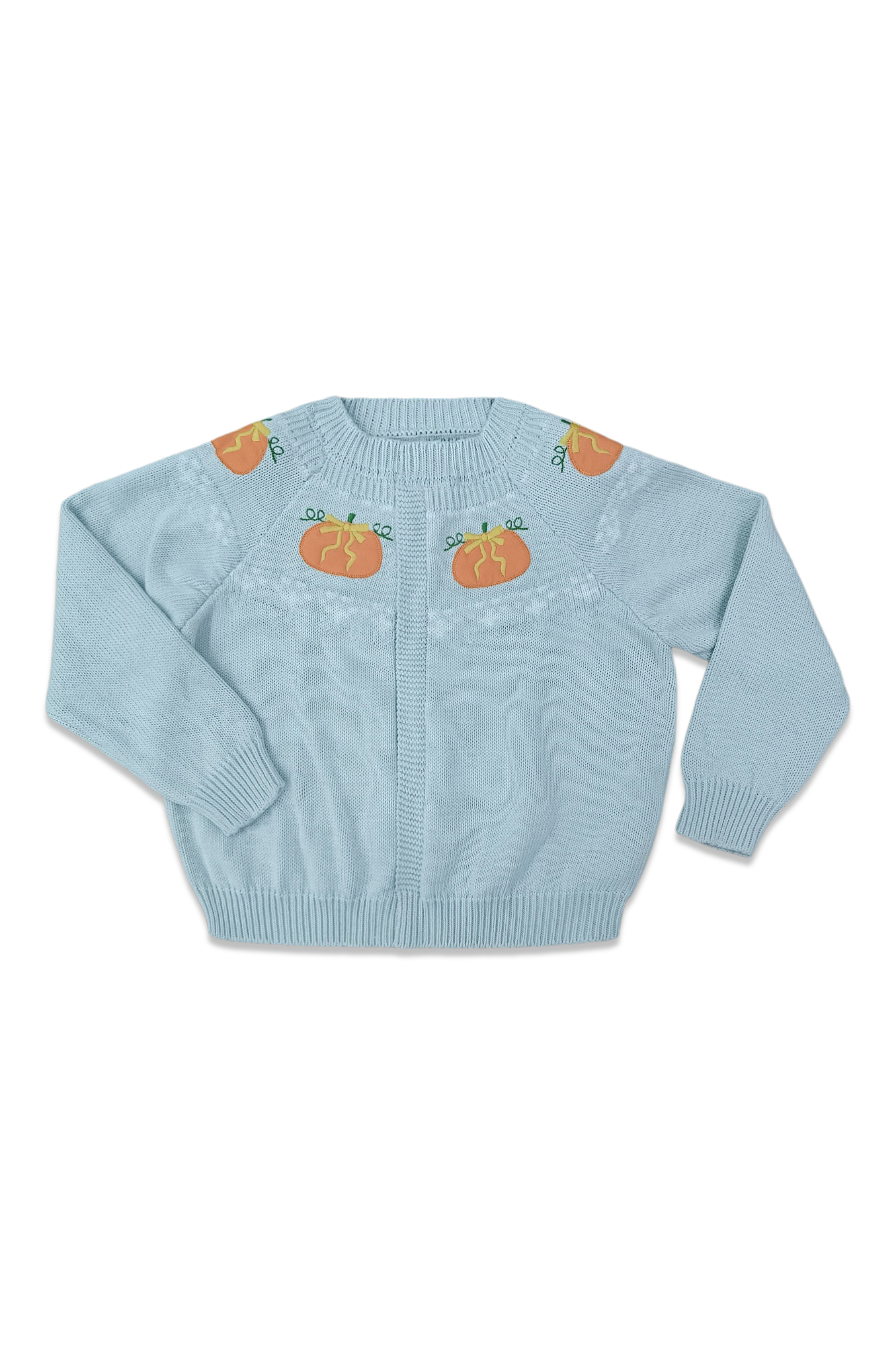 Fair Isle Sweater - Baby  Blue & Orange Pumpkin