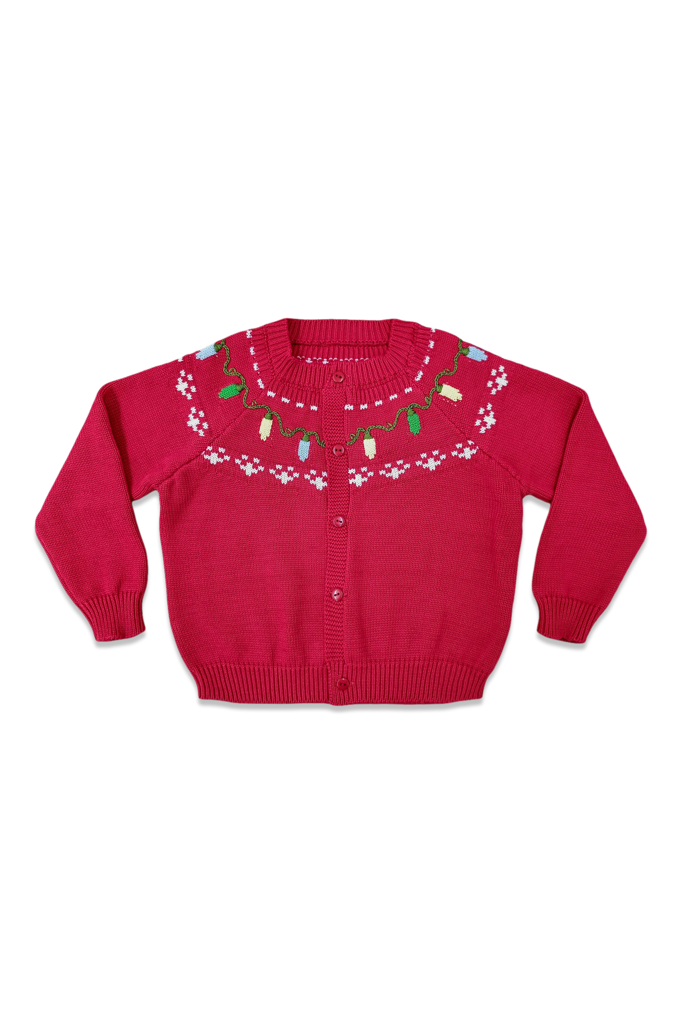 Fair Isle Sweater - Red W/ Christmas Lights